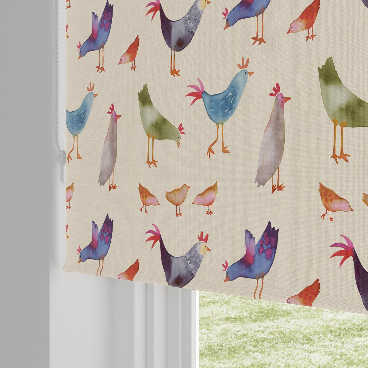 Lucky Chickens Blackout Roller Blind Natural – image 5