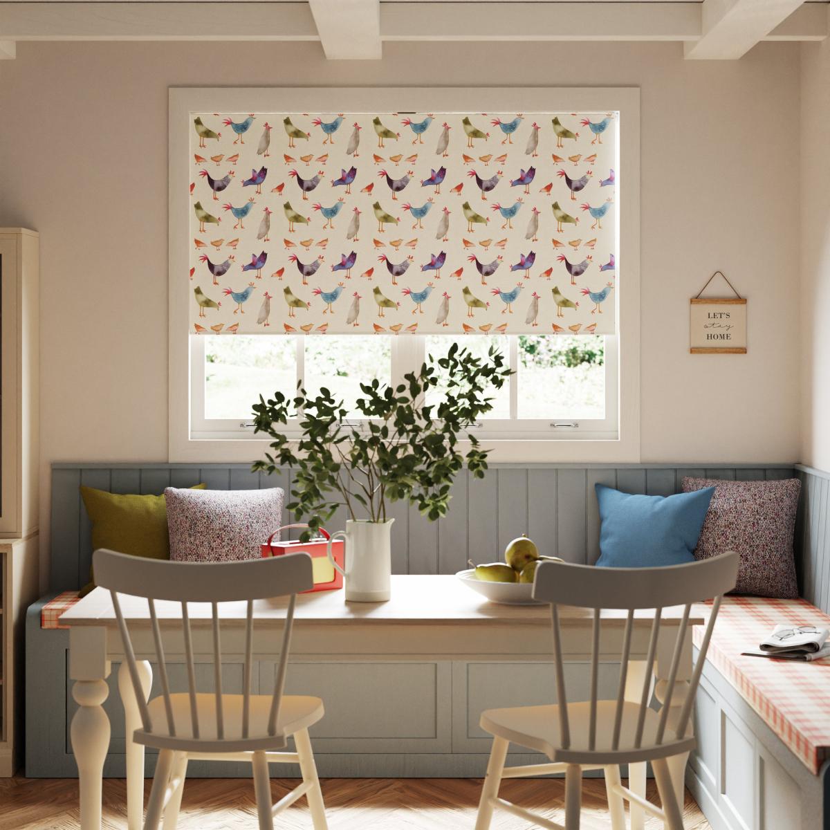Lucky Chickens Blackout Roller Blind Natural – image 1