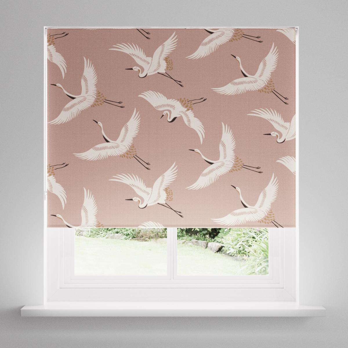 Japandi Cranes Blackout Blush Roller Blind Blush – image 3