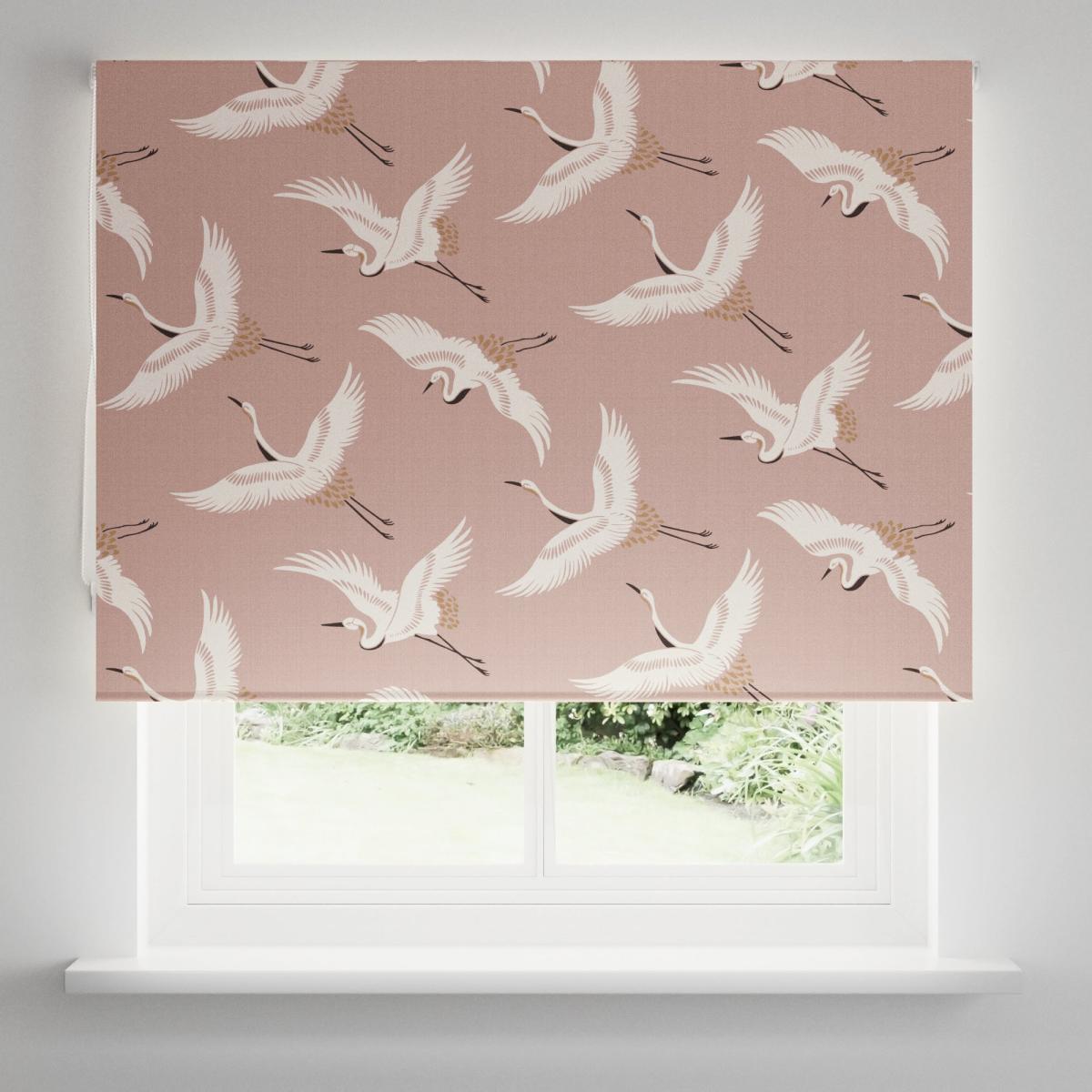 Japandi Cranes Blackout Blush Roller Blind Blush – image 4