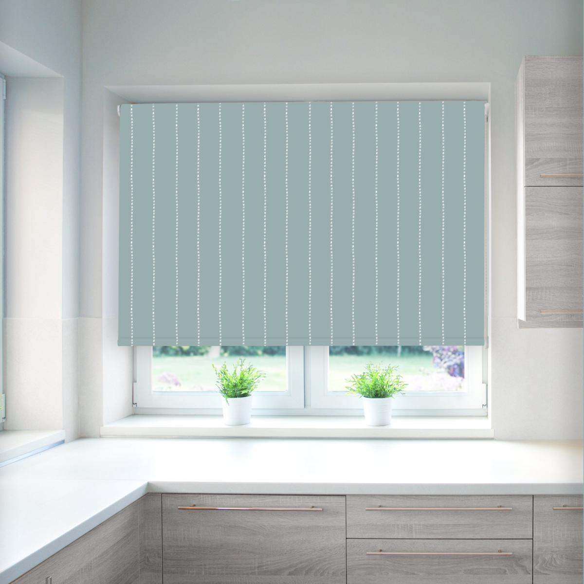 Tracery Drizzle Blackout Roller Blind Blue and White – image 1