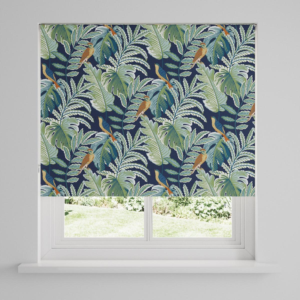 Paradise Bird Blackout Roller Blind Navy – image 3