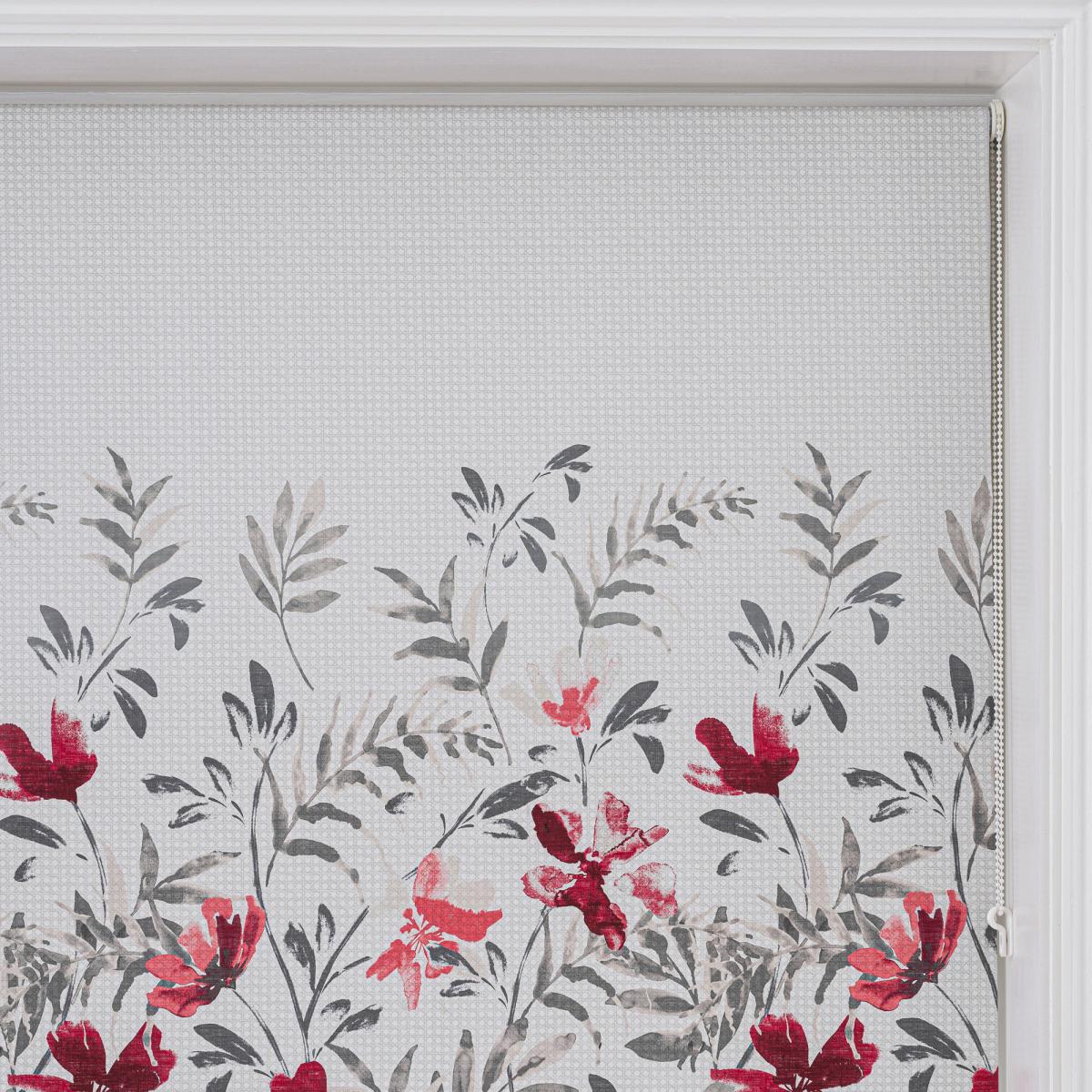 Fleur Red Blackout Roller Blind Red, Grey and White – image 4