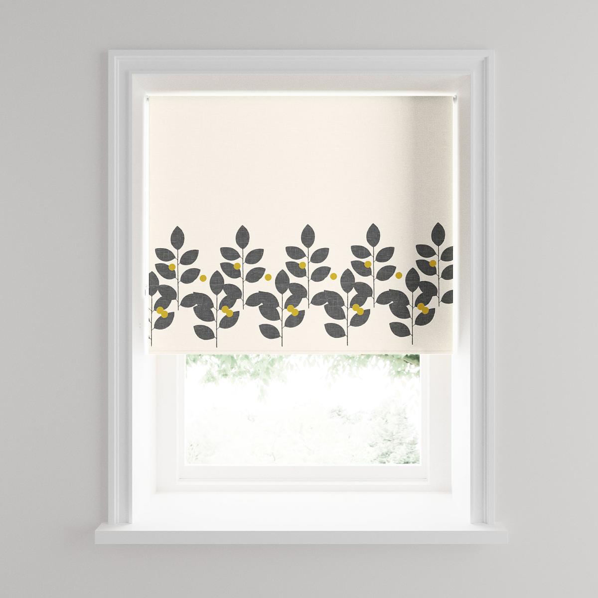 Modern Leaf Black Blackout Roller Blind Black – image 3