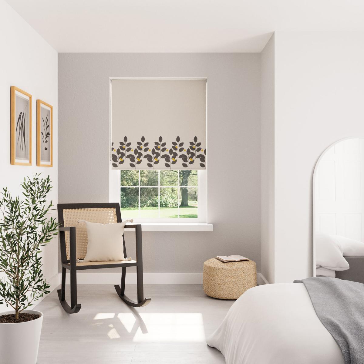 Modern Leaf Black Blackout Roller Blind Black – image 1