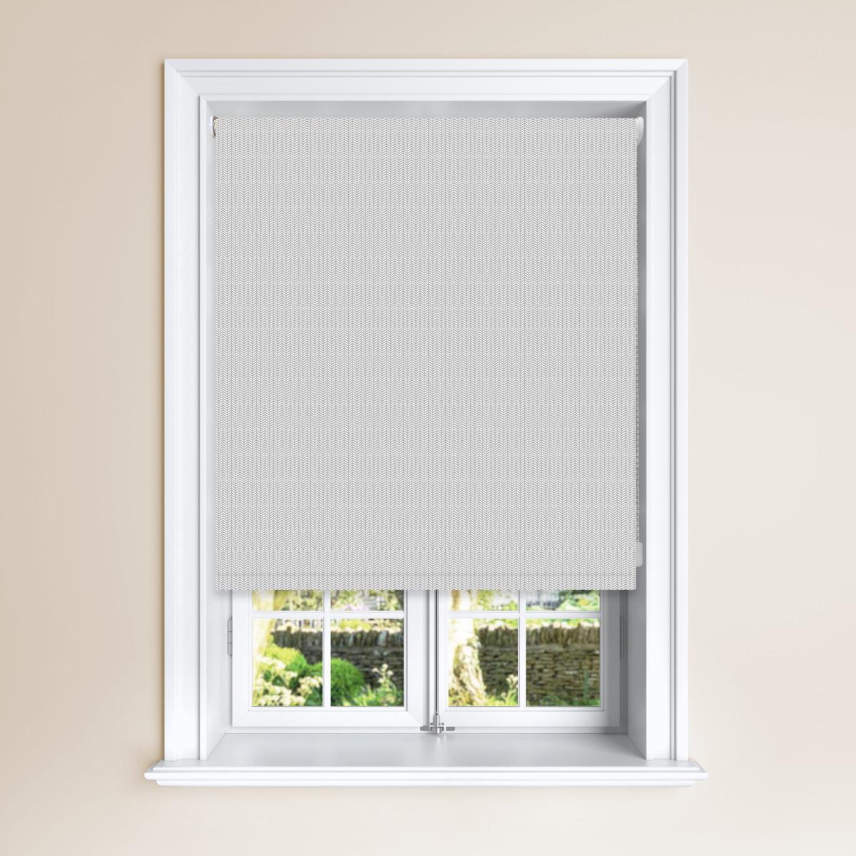 Chevron Grey Blackout Roller Blind Grey and White – image 2