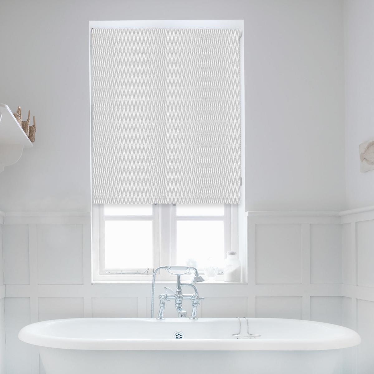 Chevron Grey Blackout Roller Blind Grey and White – image 3