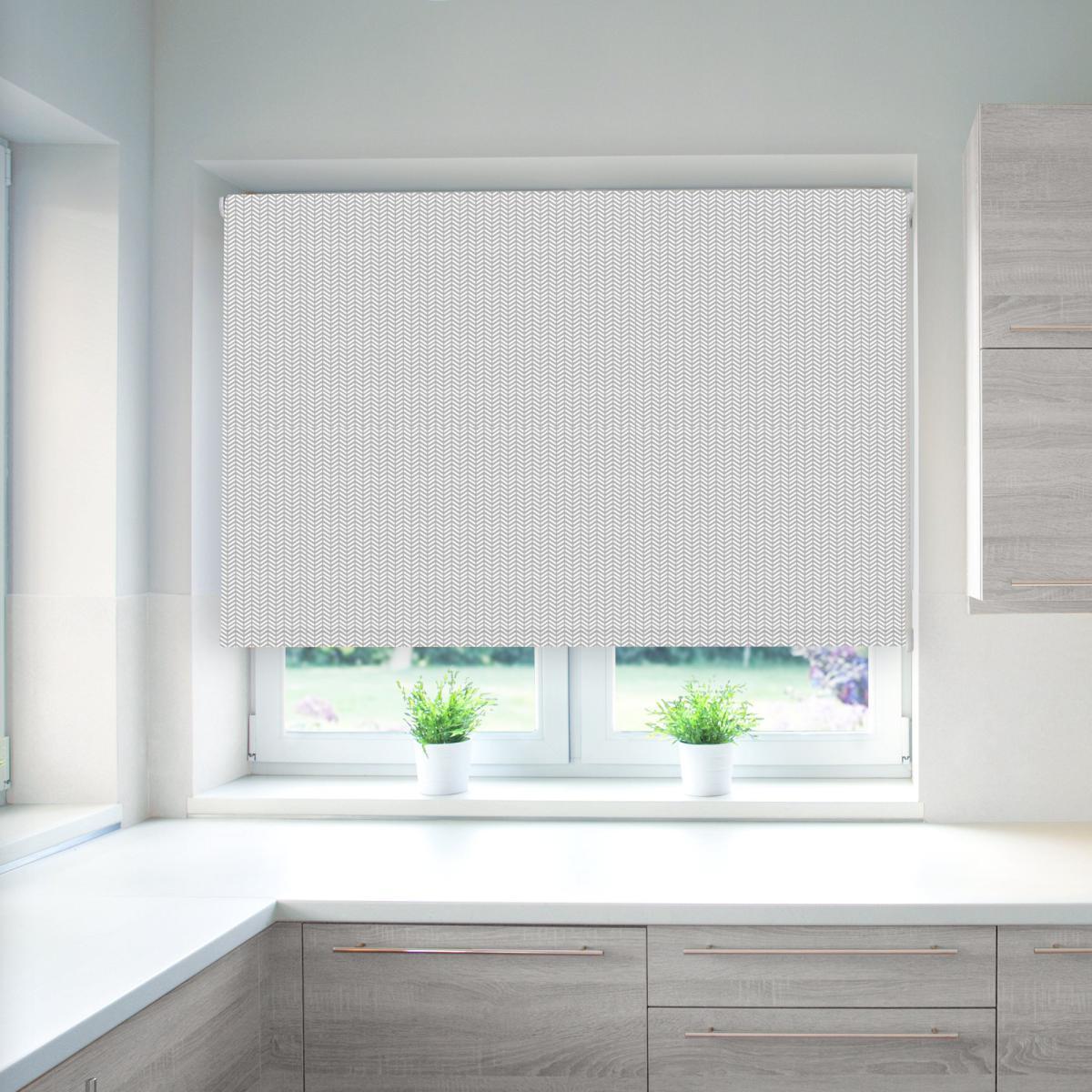 Chevron Grey Blackout Roller Blind Grey and White – image 1