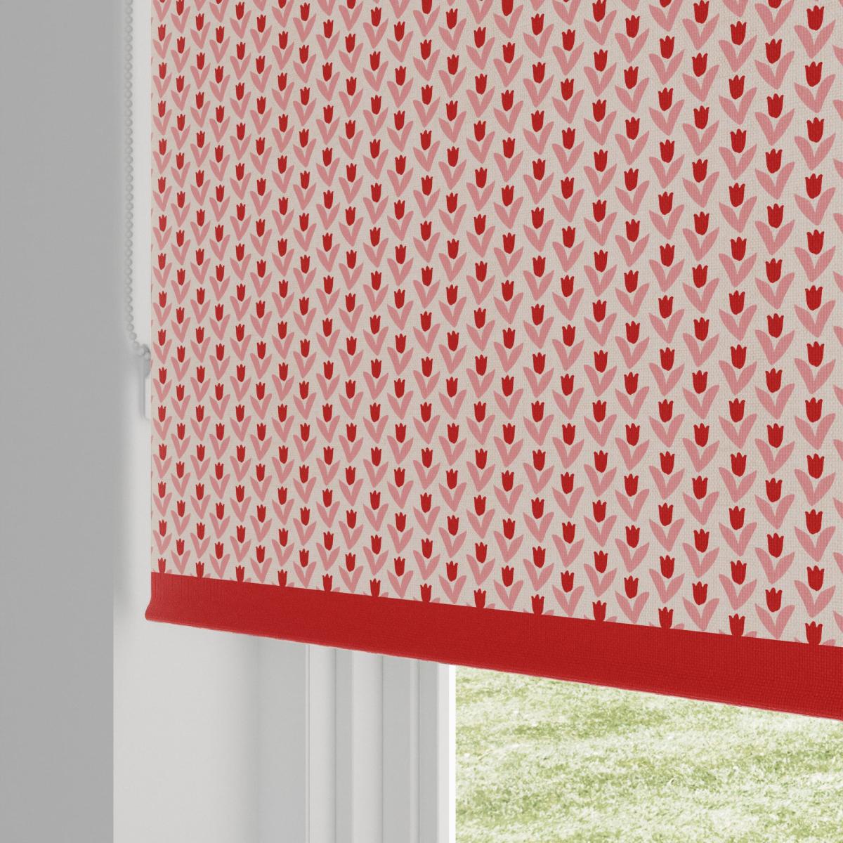 Ditsy Tulip Blackout Roller Blind Red – image 5