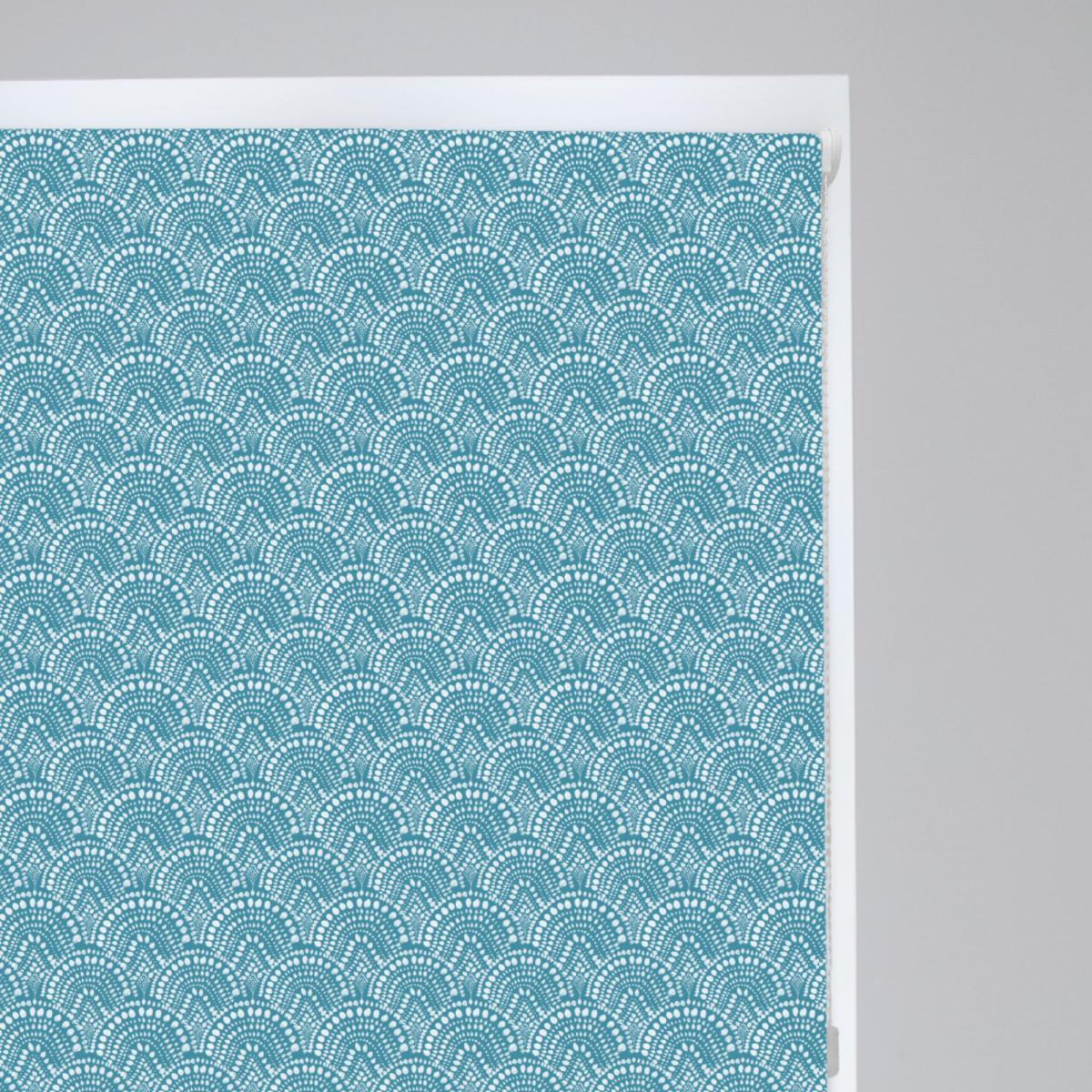 Kiso Peacock Blue Blackout Roller Blind Blue and White – image 3
