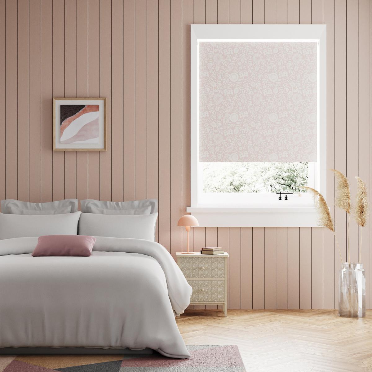 Scandi Floral Blush Reversible Blackout Roller Blind Blush and White – image 4