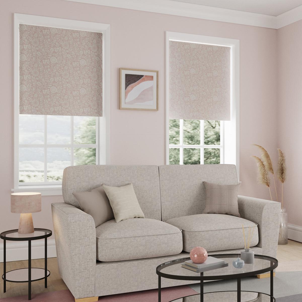 Scandi Floral Blush Reversible Blackout Roller Blind Blush and White – image 1