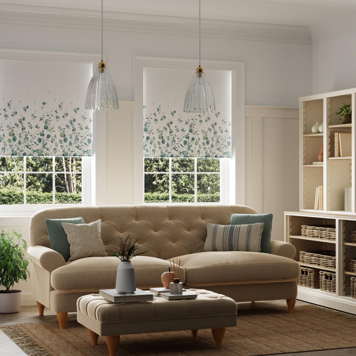Eucalyptus Green Blackout Roller Blind Green/White – image 2