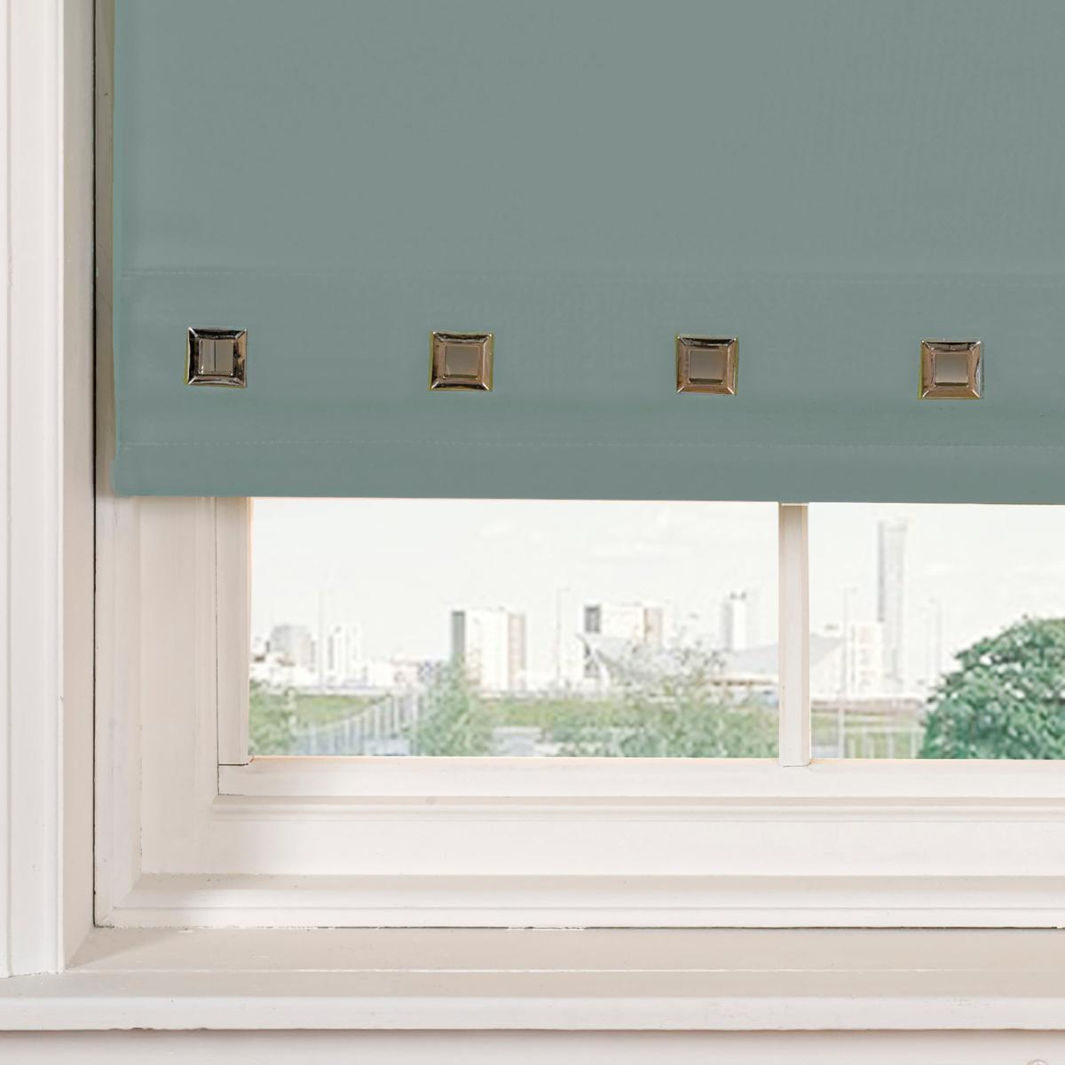 Square Eyelet Duck Egg Roller Blind Blue – image 2