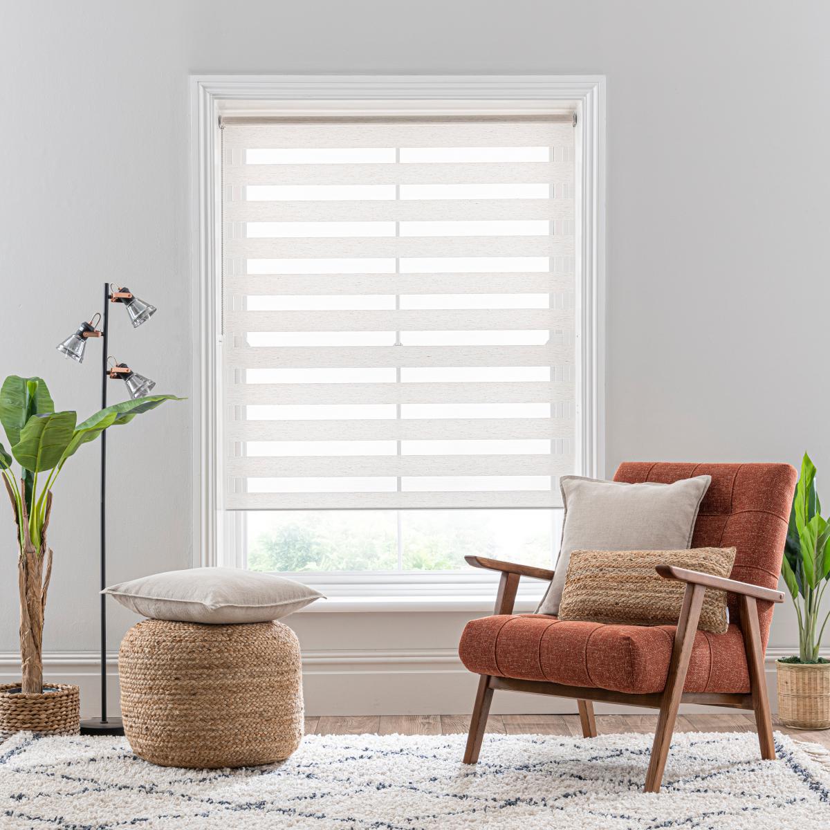 Linen Mix Natural Day and Night Roller Blind Brown – image 1