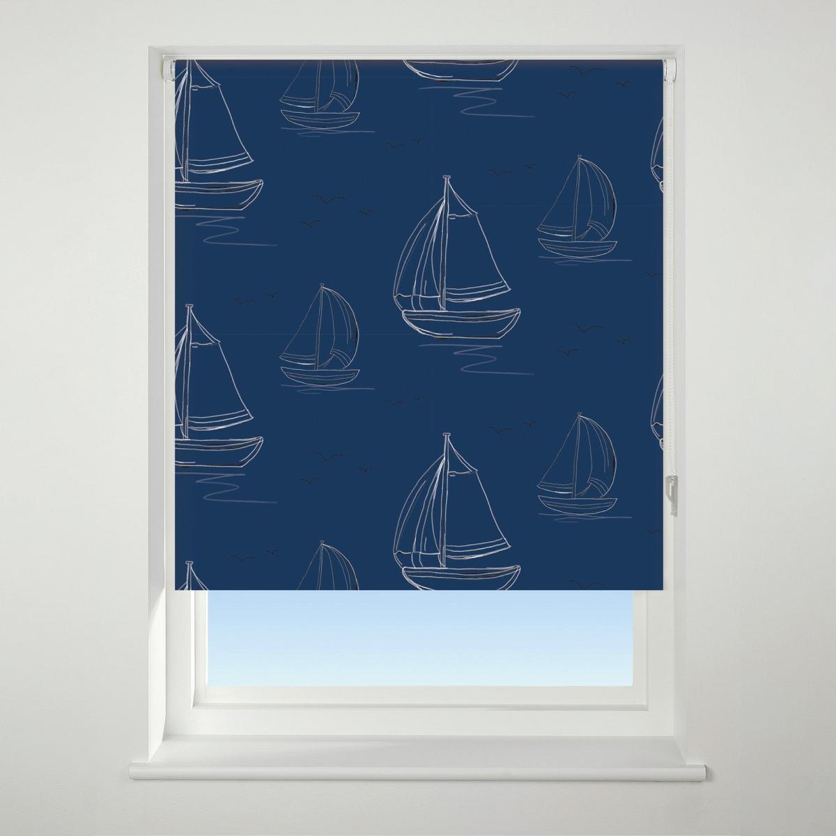 Universal Patterned Boats Navy Daylight Roller Blind Navy Blue/White