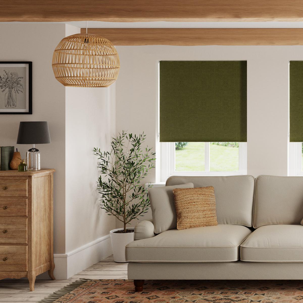 Luna Olive Blackout Roller Blind Olive (Green) – image 2