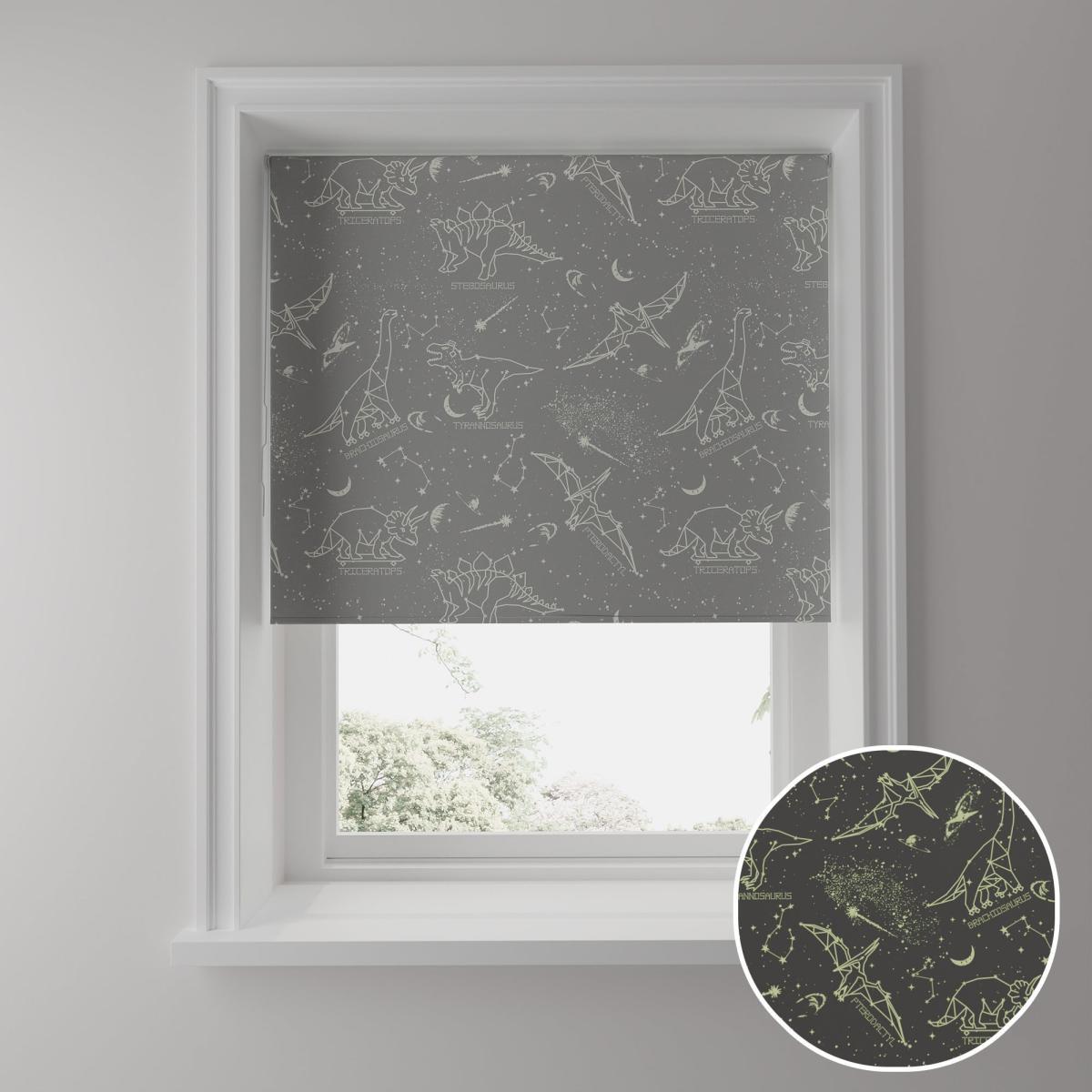 Space Dinosaurs Grey Blackout Twist Safe Roller Blind Grey – image 3