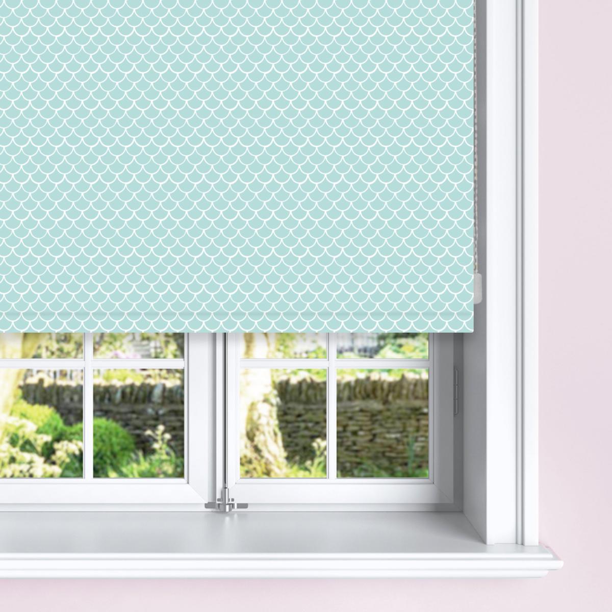 Turquoise Mermaid Blackout Roller Blind Green and White – image 2