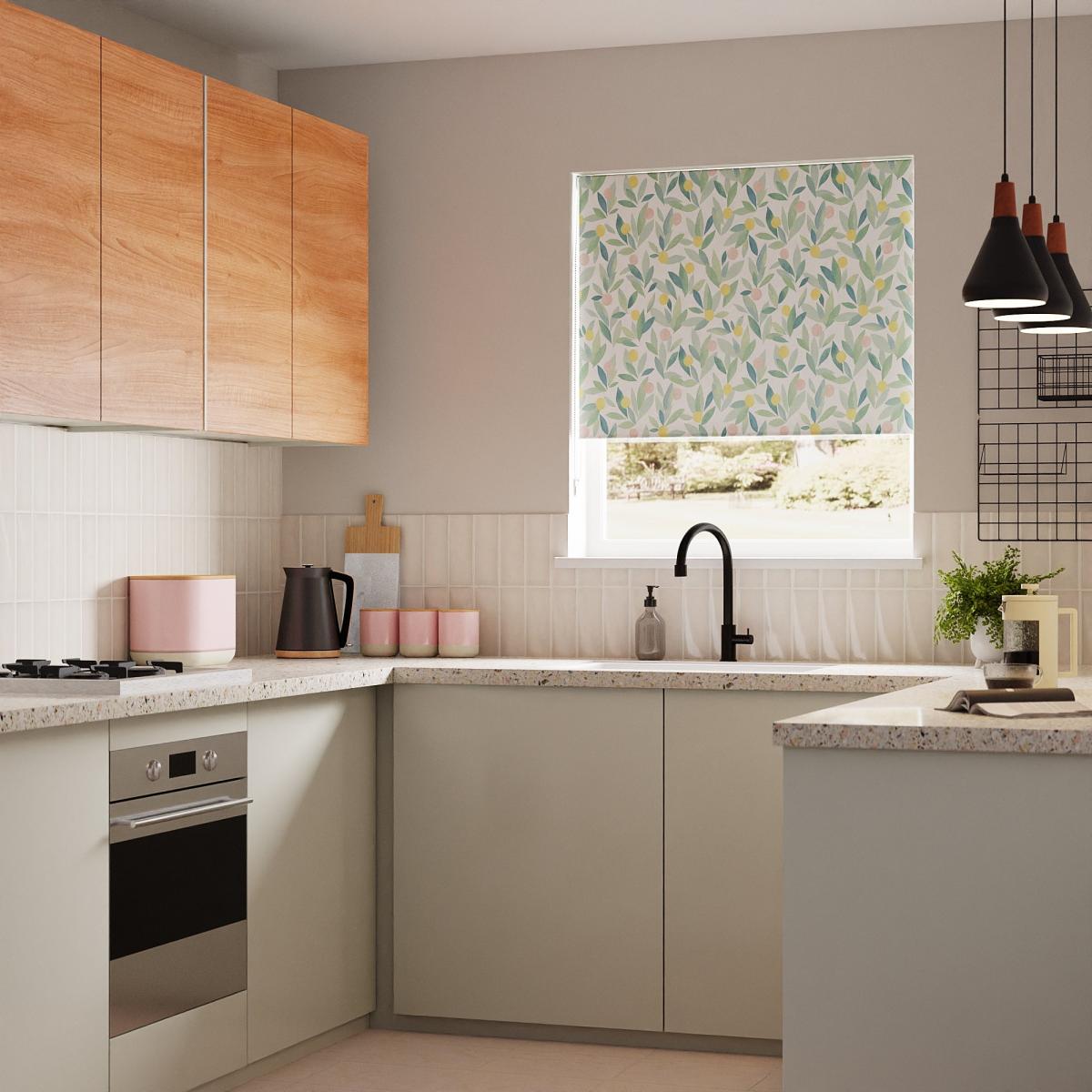 Erwin Fruits Floral Blackout Roller Blind Green – image 1