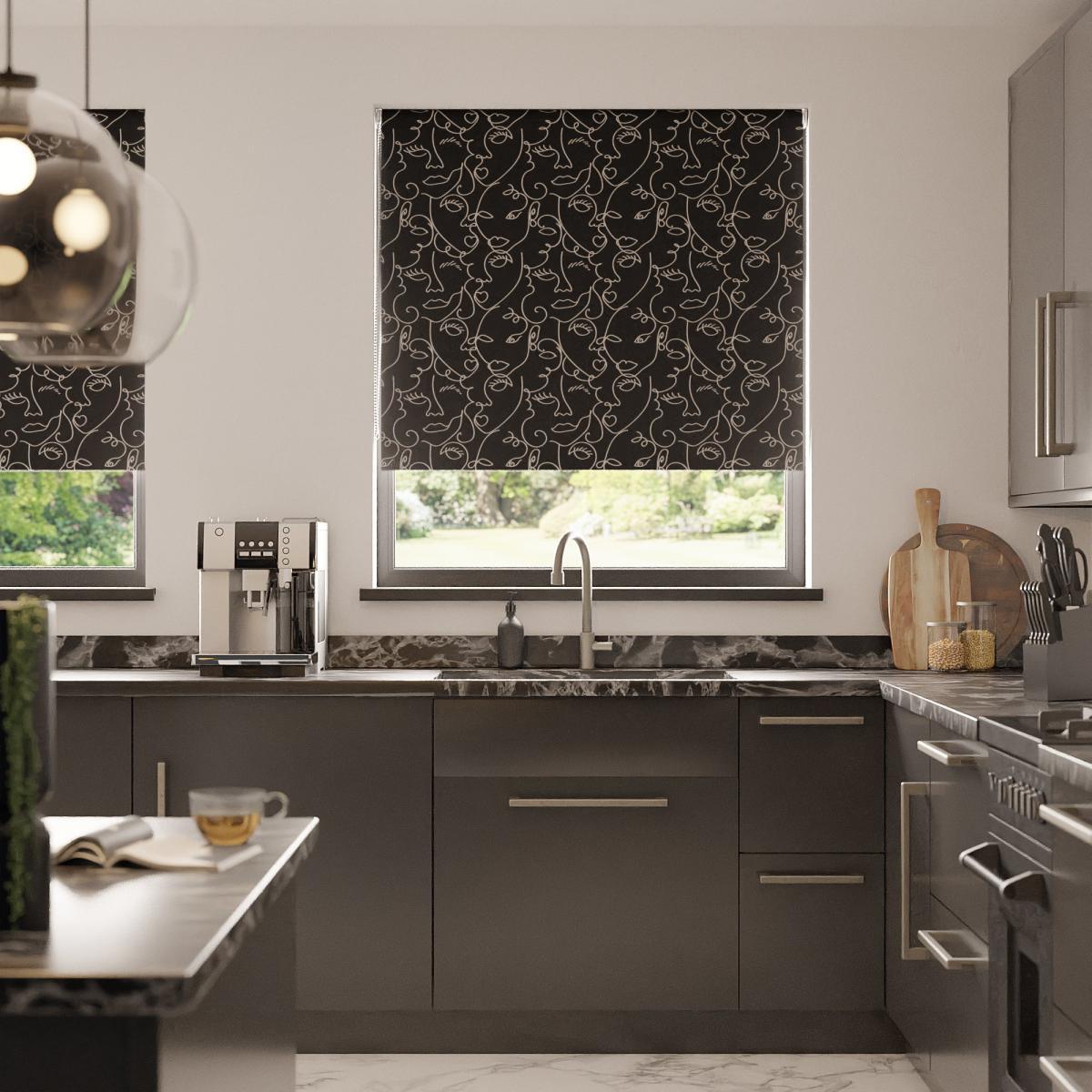 Faces Blackout Roller Blind Black – image 4