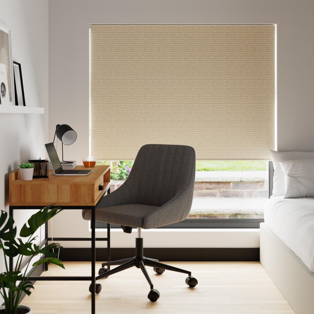 Warm Sand Cobble Stripe Blackout Easy-Stick Roller Blind Brown – image 1