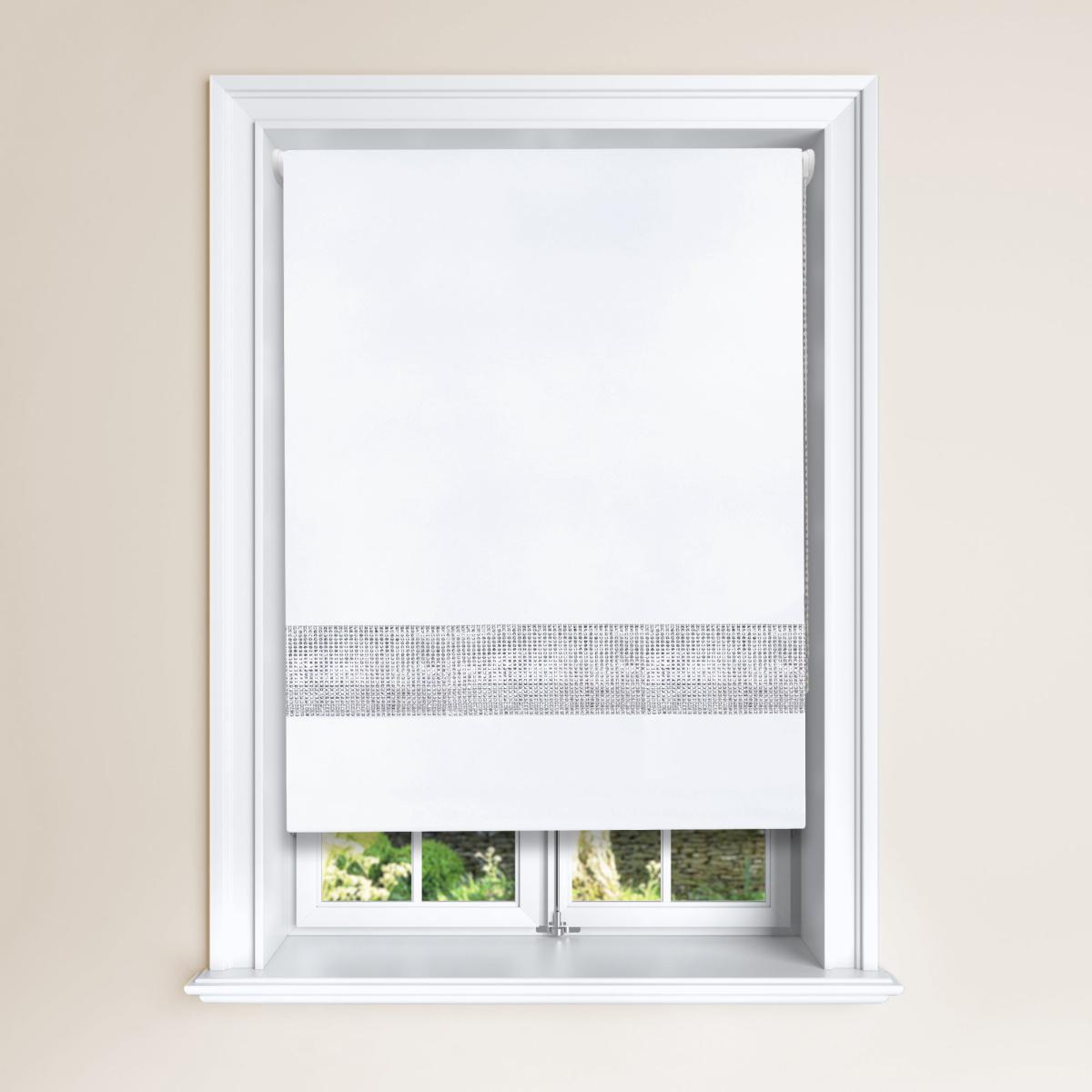 Diamante Blackout Roller Blind White White