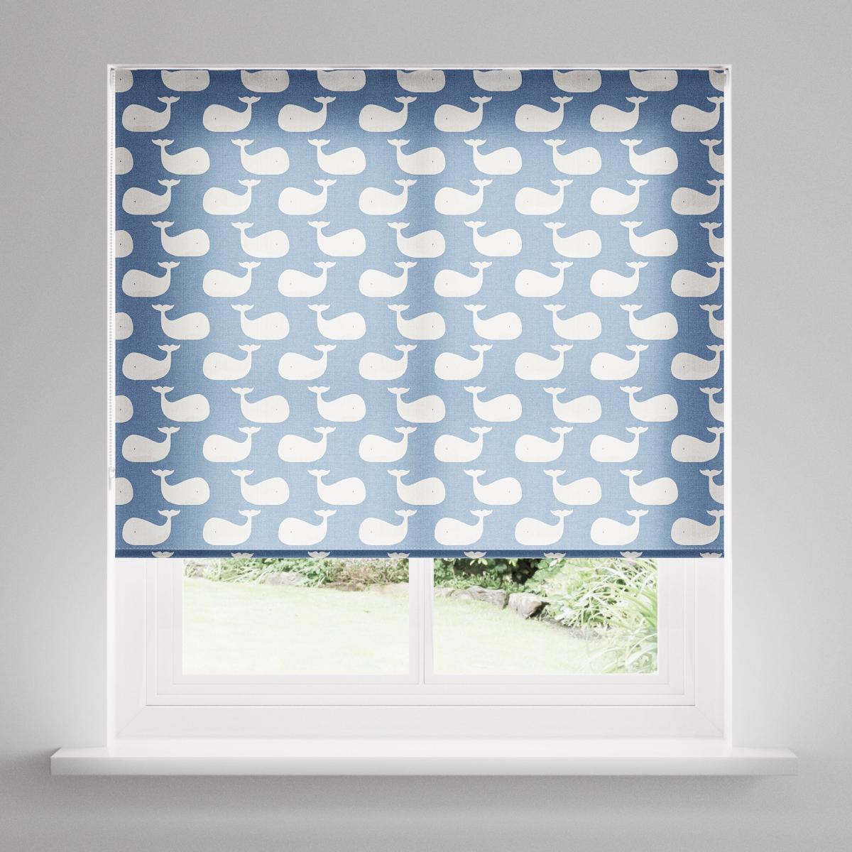 Whale Moisture Resistant Blue Roller Blind Blue – image 2