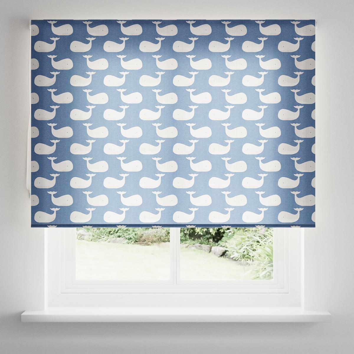 Whale Moisture Resistant Blue Roller Blind Blue – image 3
