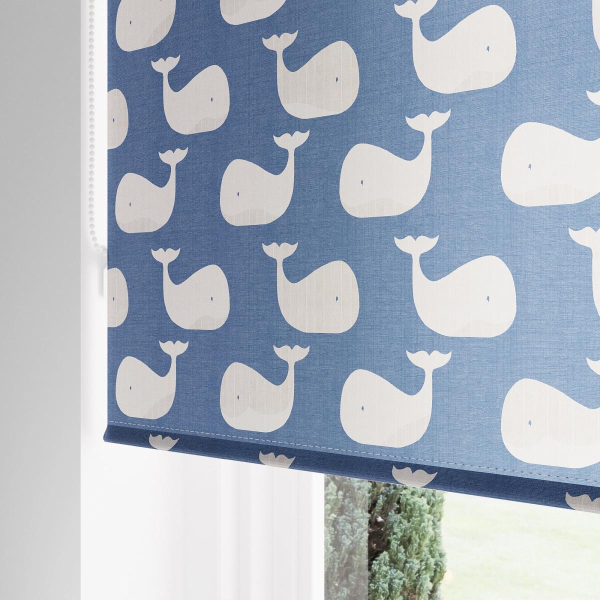 Whale Moisture Resistant Blue Roller Blind Blue – image 4
