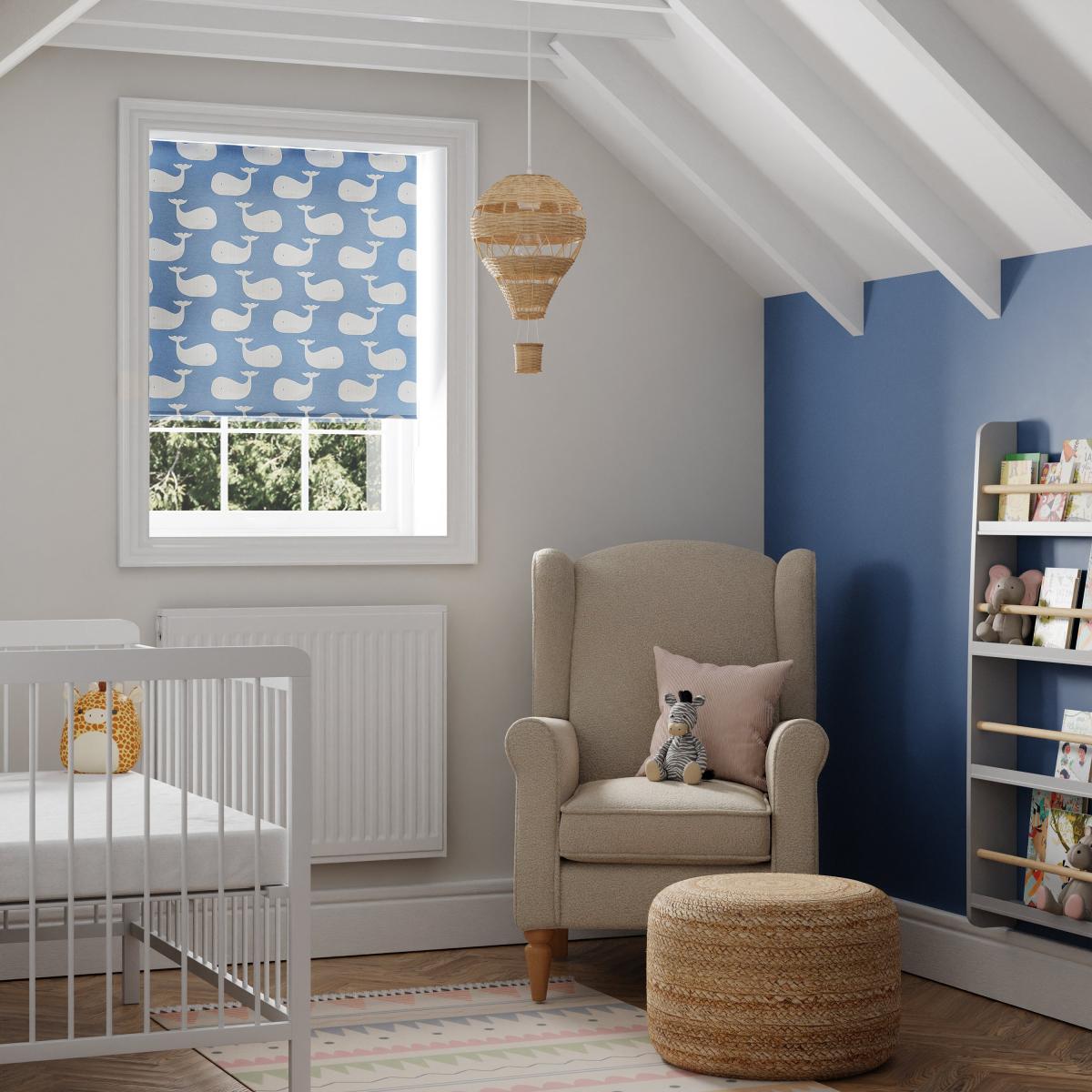 Whale Moisture Resistant Blue Roller Blind Blue – image 5