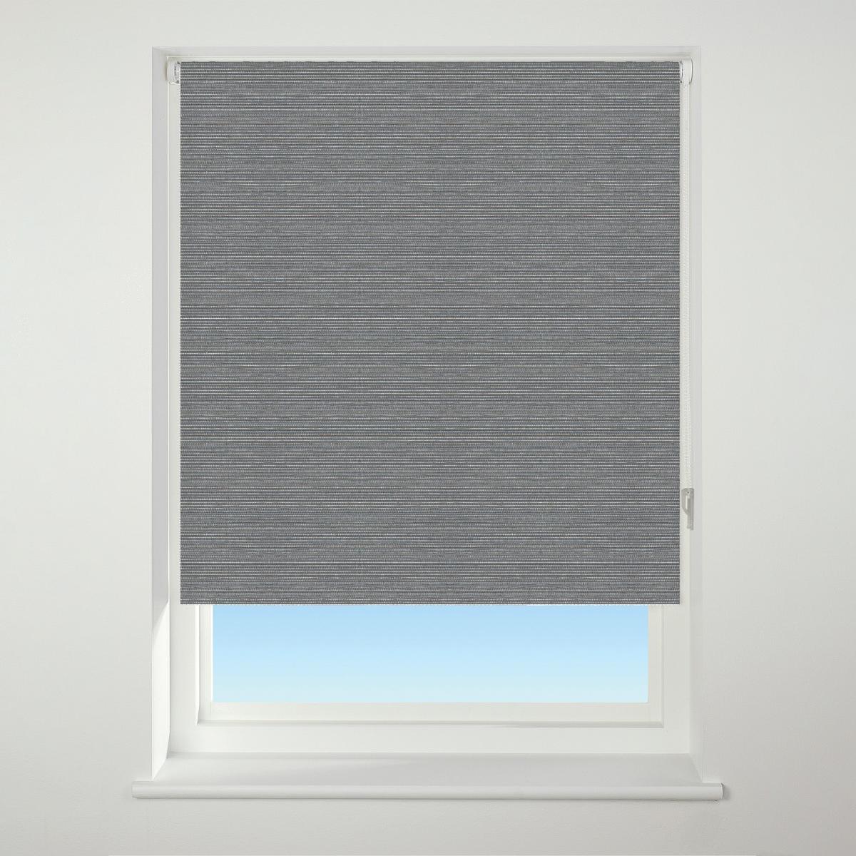 Universal Texture Stripe Charcoal Roller Blind Dark Grey