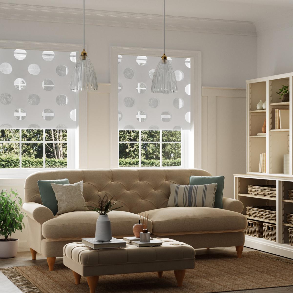 Spotty Day and Night White Roller Blind White – image 2