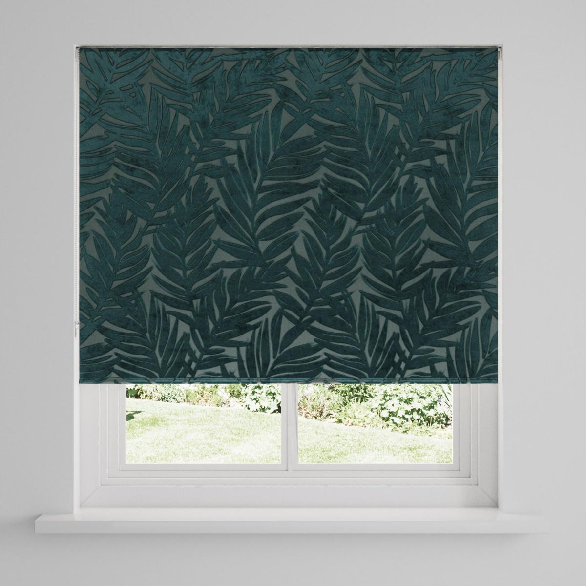 Leaf Devore Blackout Roller Blind Emerald – image 3