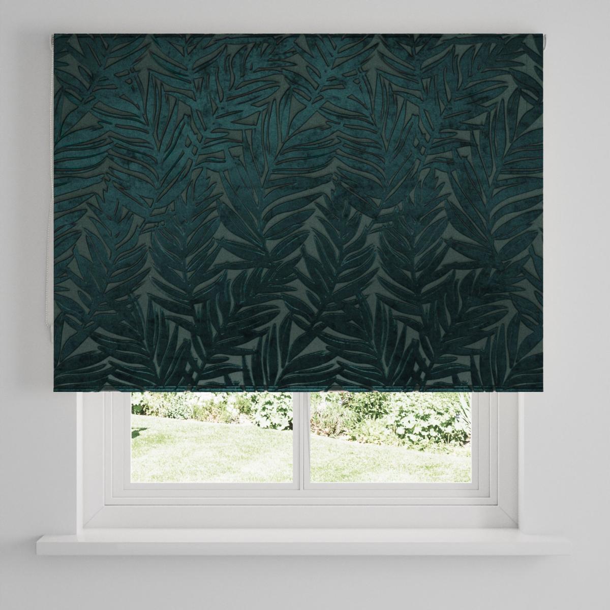Leaf Devore Blackout Roller Blind Emerald – image 4