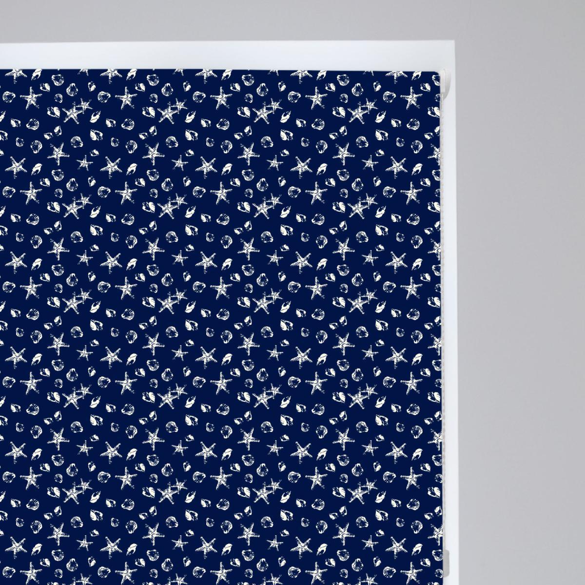 Shells Blue Blackout Roller Blind Blue and White – image 3