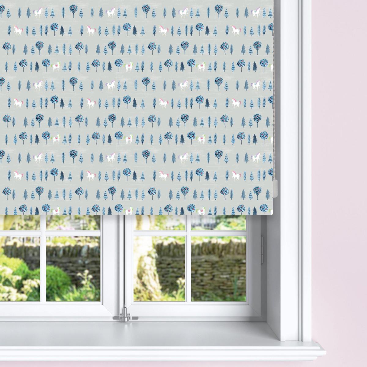 Unicorn Blackout Roller Blind Blue, White and Pink – image 2