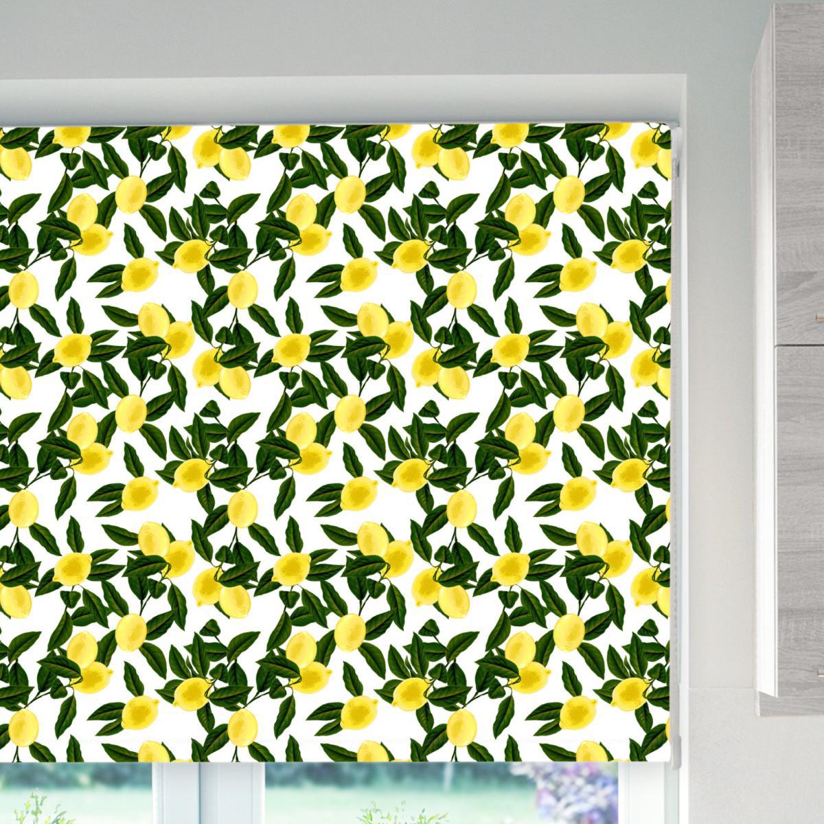 Lemon Yellow Blackout Roller Blind Yellow, Green and White – image 2
