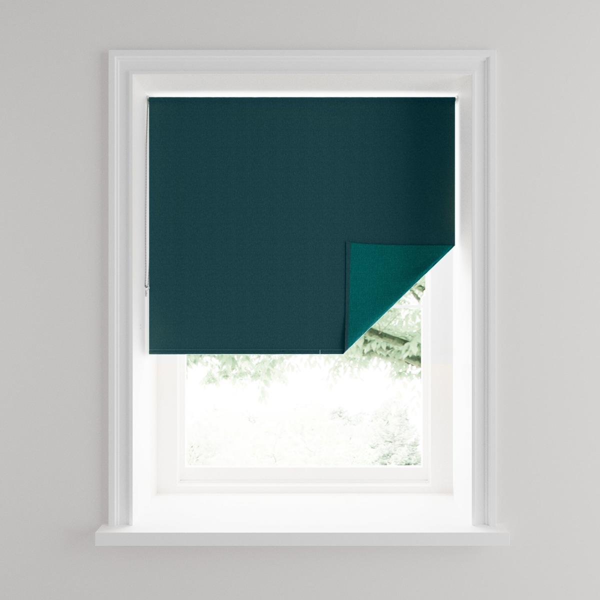 Textured Peacock and Teal Reversible Blackout Roller Blind Peacock – image 3