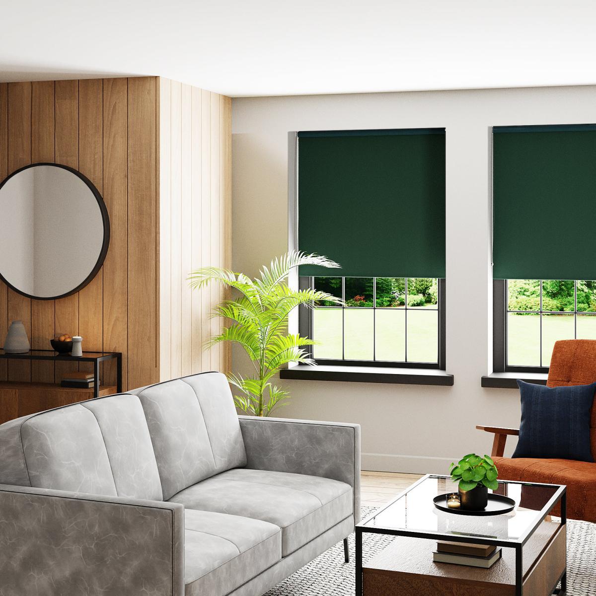 Textured Peacock and Teal Reversible Blackout Roller Blind Peacock – image 4