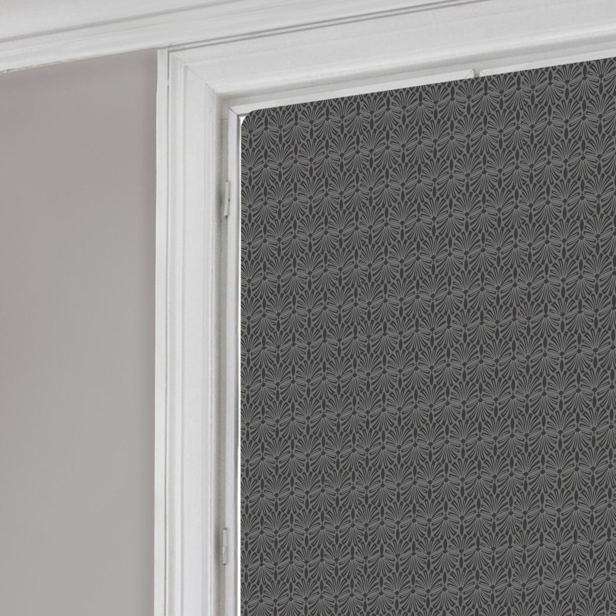 Fan Charcoal Geometric Blackout Roller Blind Charcoal and White – image 3