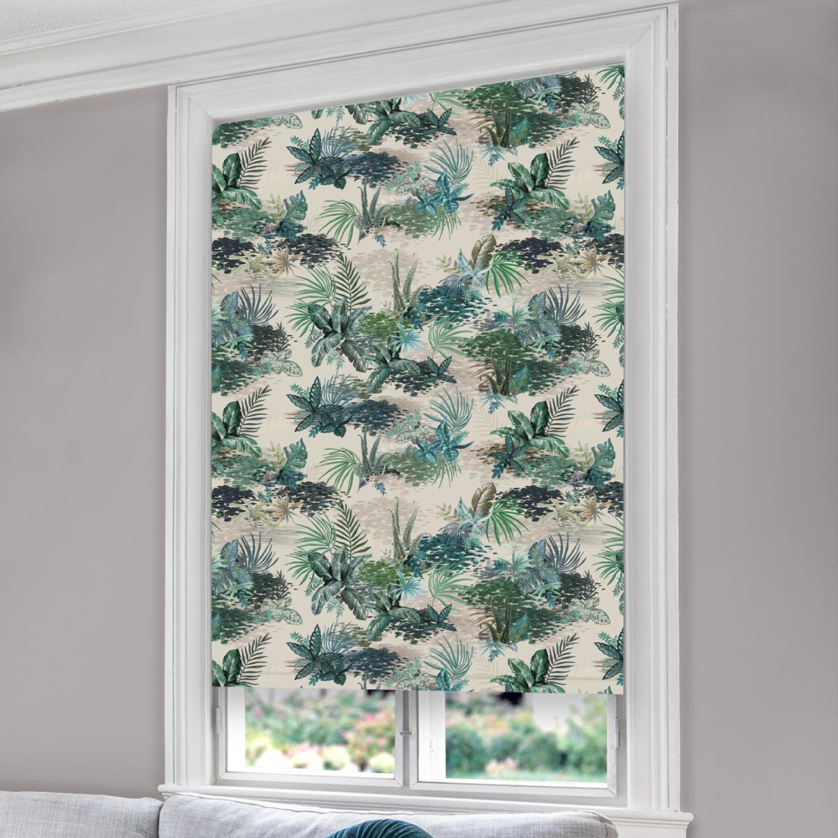 Mockingbird Jungle Blackout Roller Blind White, Grey and Green – image 2