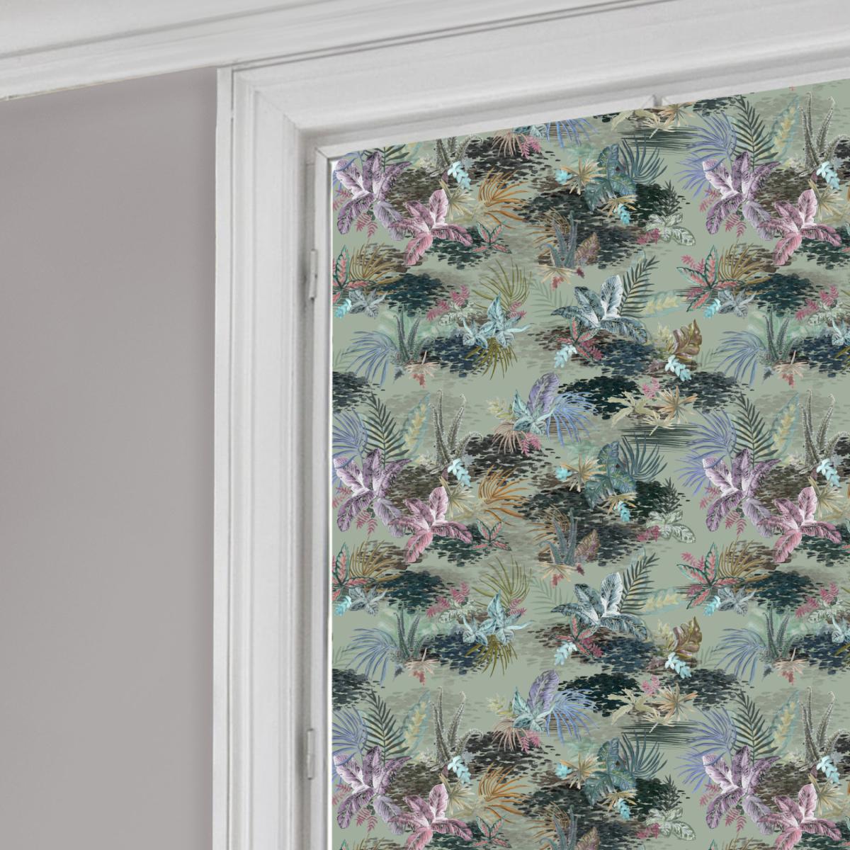 Jungle Lichen Blackour Roller Blind Blue, Green and Pink – image 3