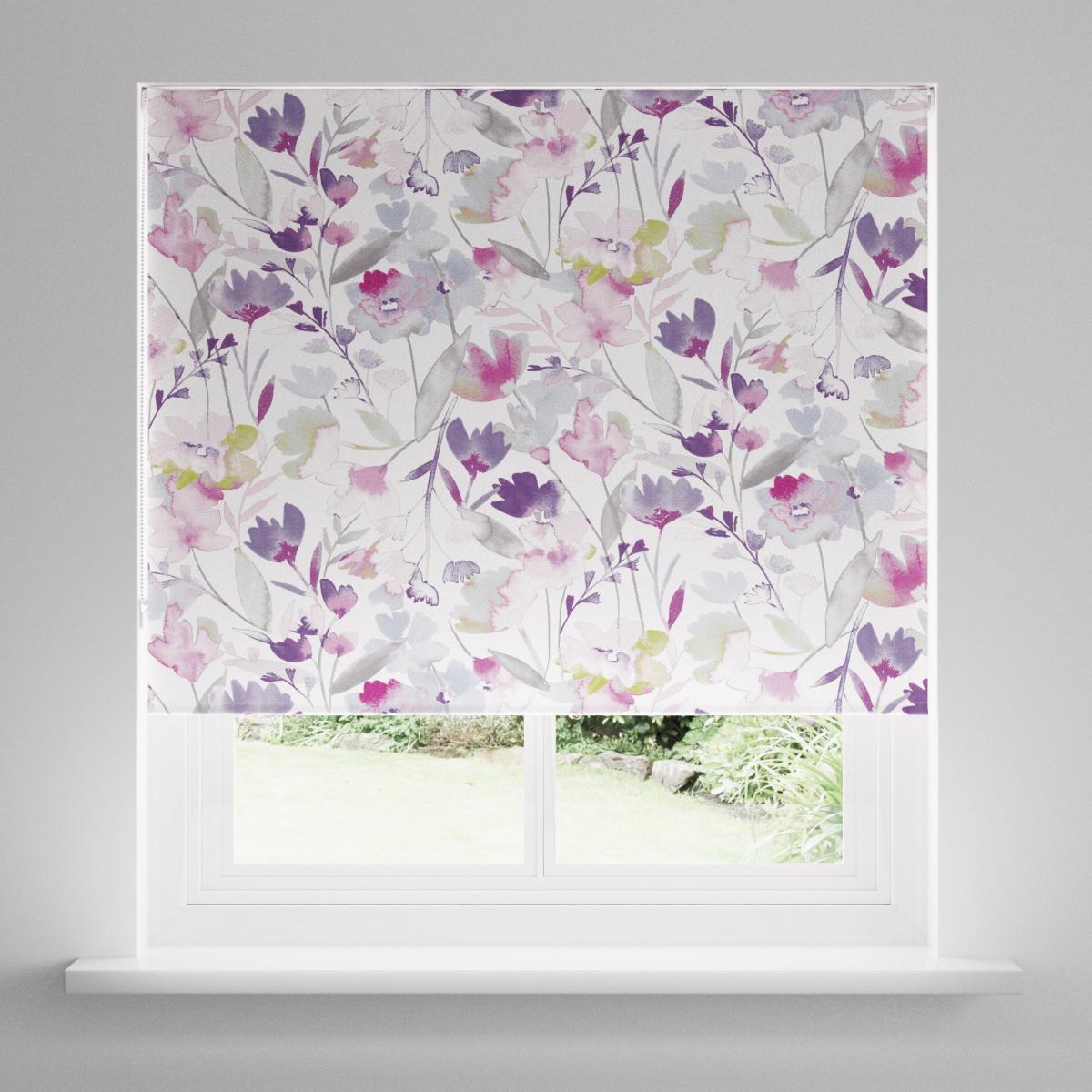Watercolour Floral Pink Blackout Roller Blind Pink – image 3