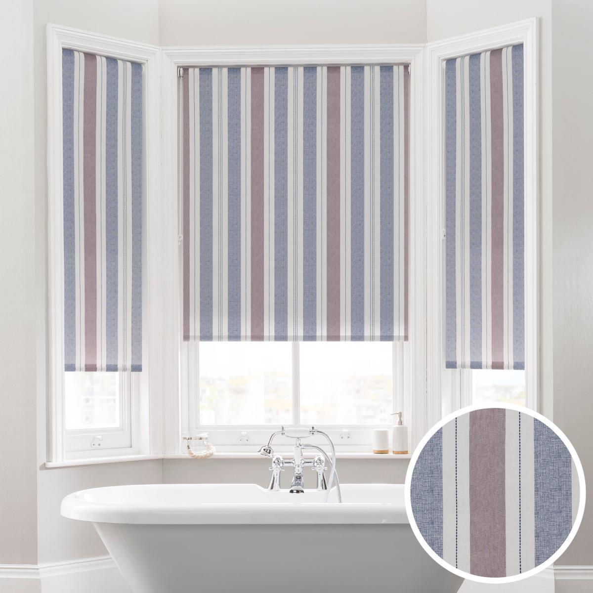 Coastal Stripe Blue Daylight Moisture Resistant Roller Blind Blue – image 1