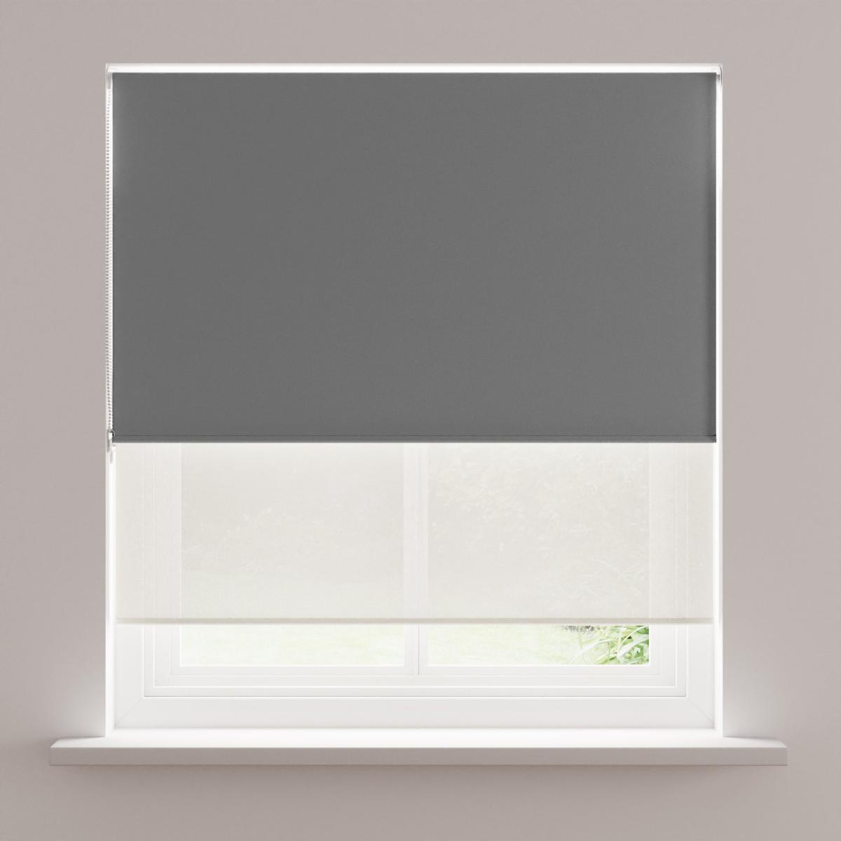 Sheer Charcoal Blackout Double Roller Blind Charcoal – image 2