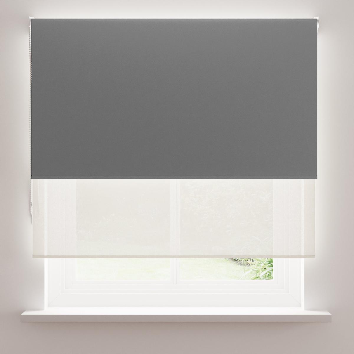 Sheer Charcoal Blackout Double Roller Blind Charcoal – image 3