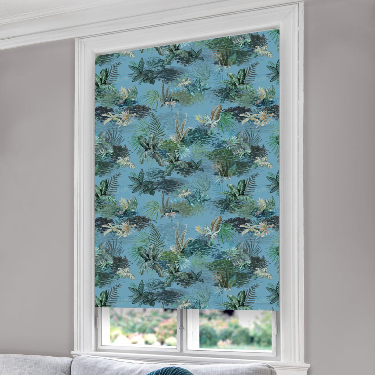 Periwinkle Jungle Blackout Roller Blind Blue and Green – image 2