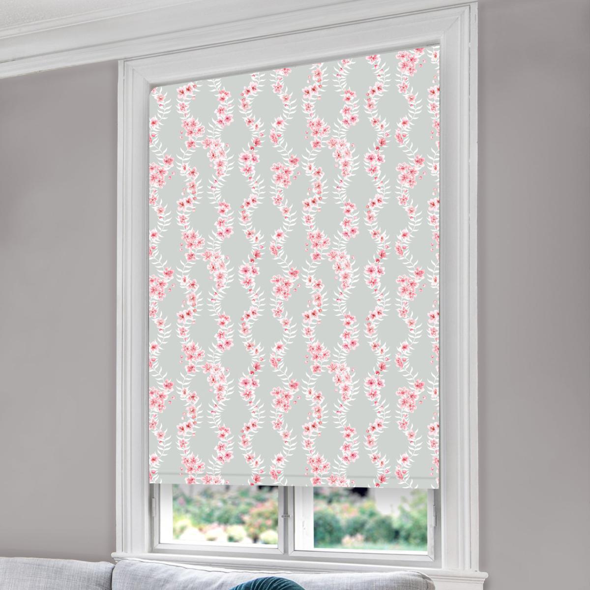 Purnus Chalk Blackout Roller Blind Grey, Pink and White – image 2