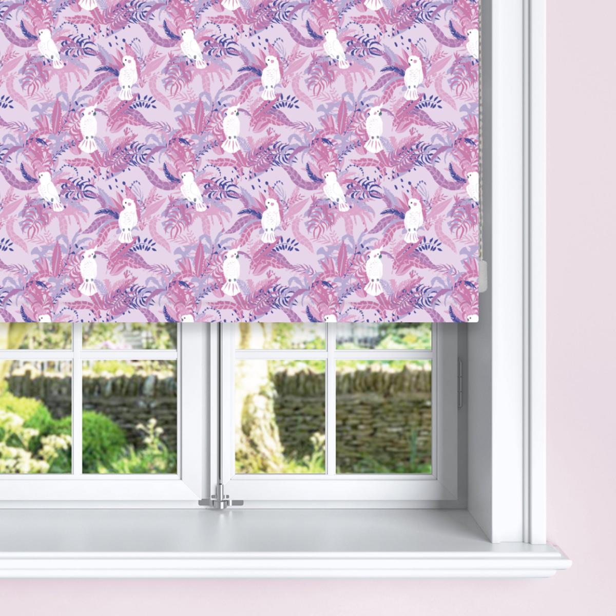 Purple Cockatoo Blackout Roller Blind Purple and White – image 2